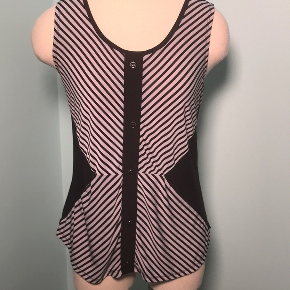 Susan Lawrence black white striped‎ sleeveless blouse S - Picture 1 of 4